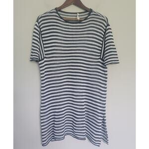 Eileen Fisher Blouse Womens S Organic Linen Knit Striped Sheer Top